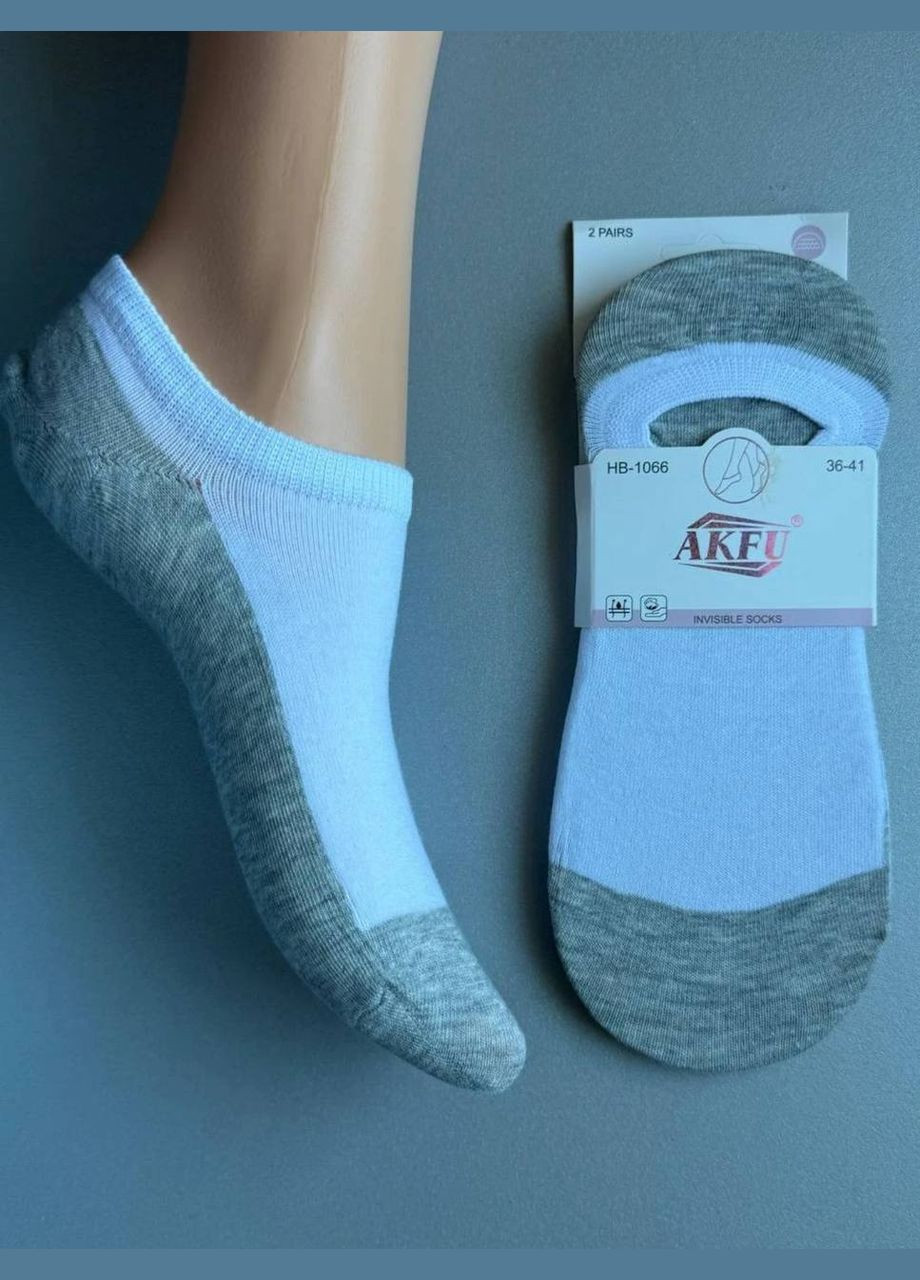 2 пари сліди білі із сірою стопою No Brand (335009765)