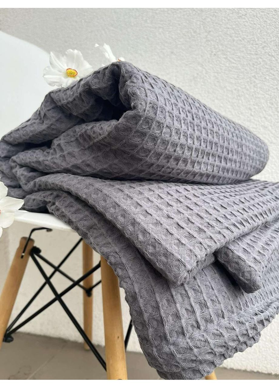 Покрывало Greece вафельное хлопковое цвет темно серый 160х210 см ZEINTEX (315346875)