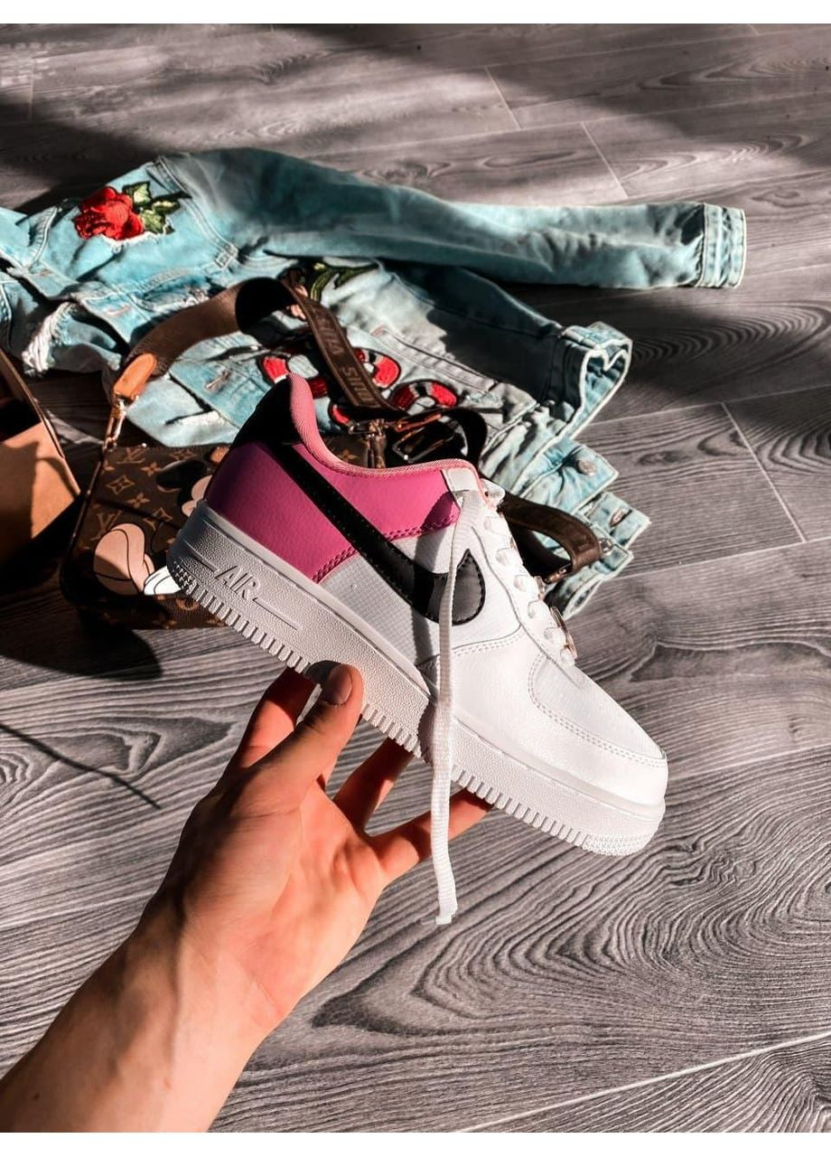 КРОСІВКИ ЖІНОЧІ NIKE AIR FORCE 1 WHITE PINK BLACK НАЙК АІР ФОРС 1 ПРЕМІУМ No Brand рожеві демісезони (367174514)