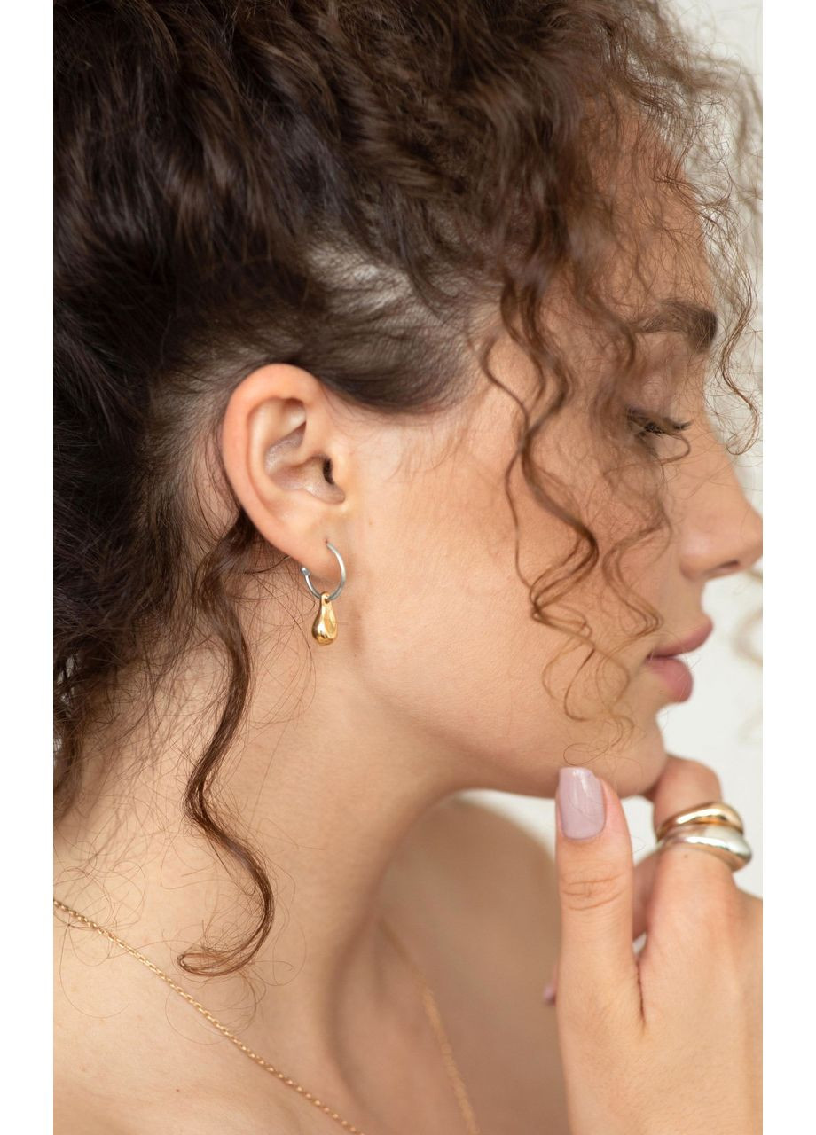 Сережки срібні Невагомі крапельки mix gold 925 Skifska Etnika (364202749)