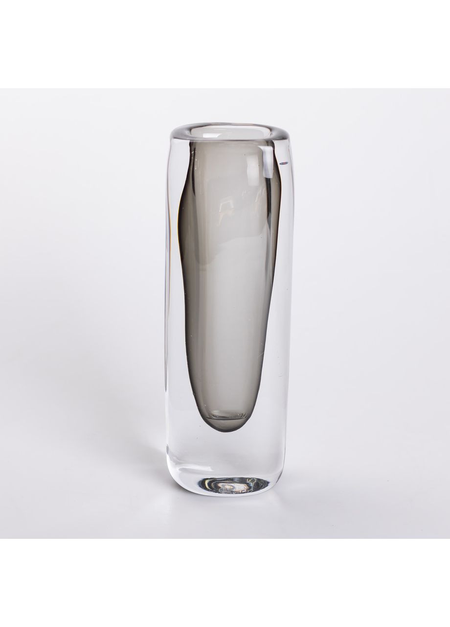 Ваза стеклянная прозрачная 7.7х5.5х24.5 см для цветов декоративная 200 мл Серая Flower Season (360456811)
