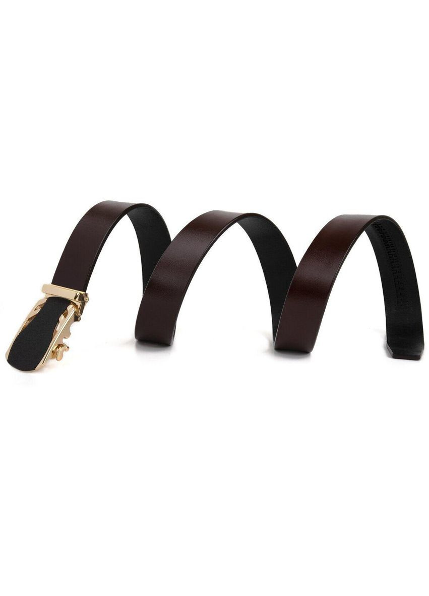 Ремінь чоловічий з золотистою пряжкою автомат 20323 Коричневий Vintage (329149959)