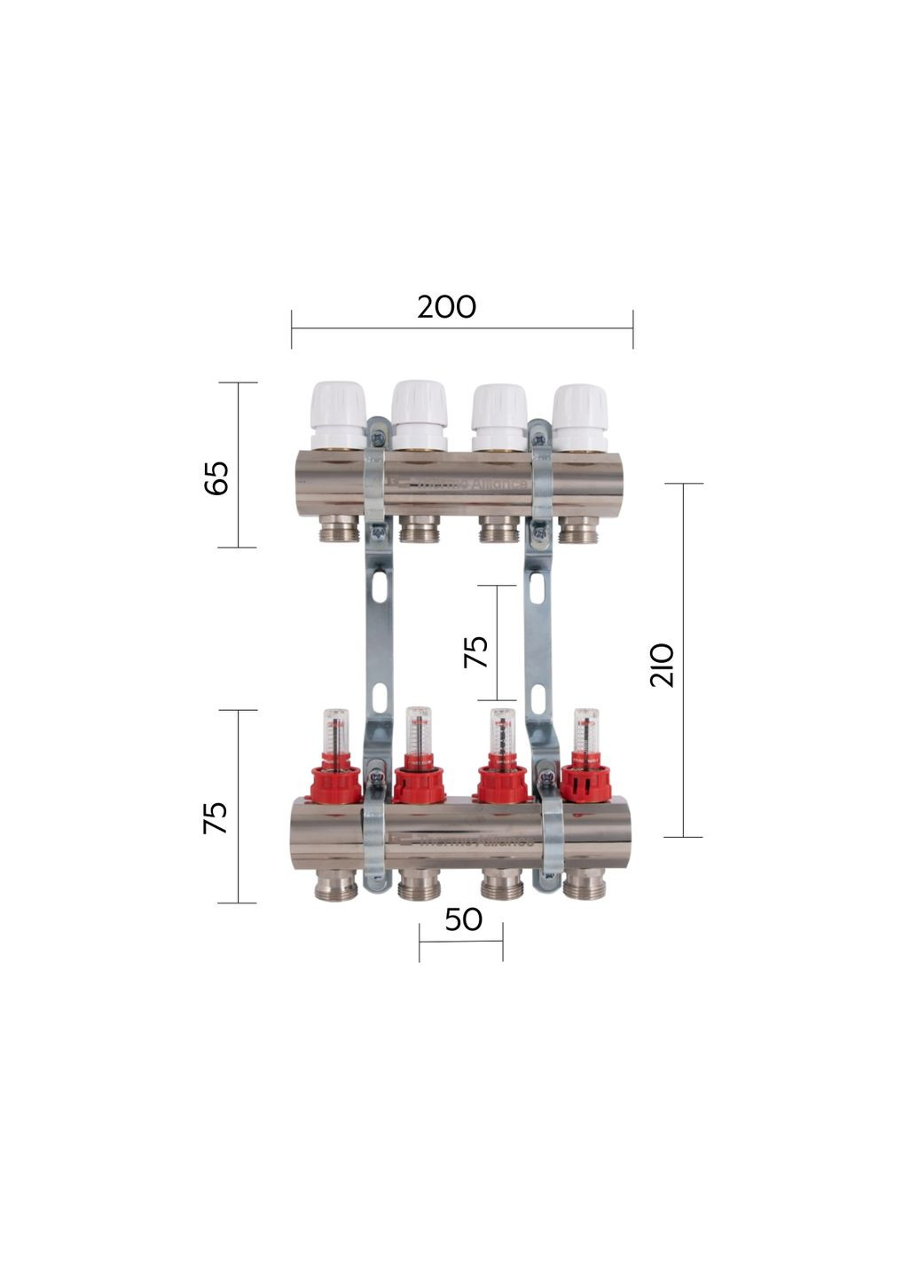 Коллектор с расходомерами Standart 1" 4 выхода Thermo Alliance SD235W4 (341326822)