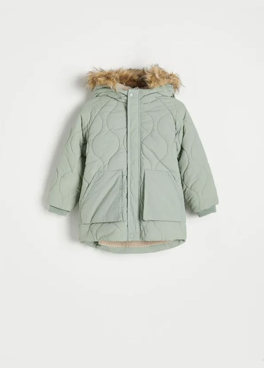 Светло-зеленая зимняя детская зимняя курточка Reserved Курточка на шерпі