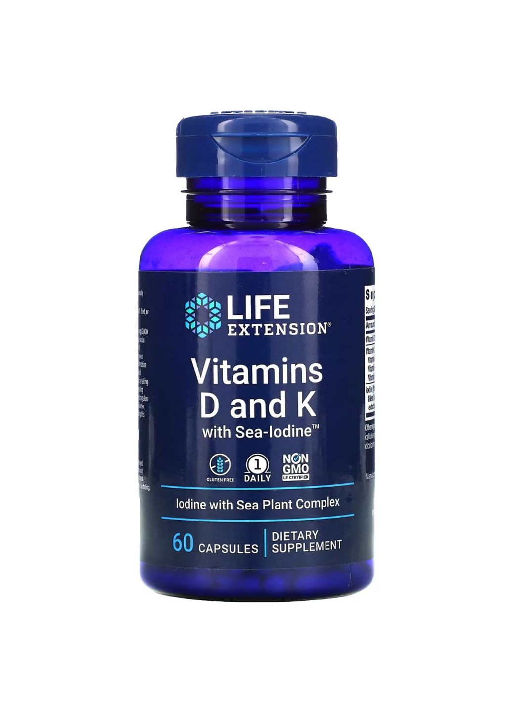 Витамины и минералы Vitamins D and K with Sea-Iodine, 60 капсул Life Extension (293476996)