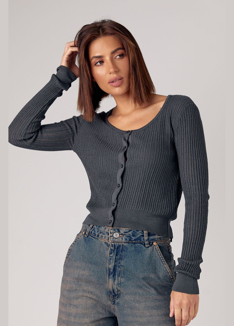 Темно-серый демисезонный кардиган No Brand