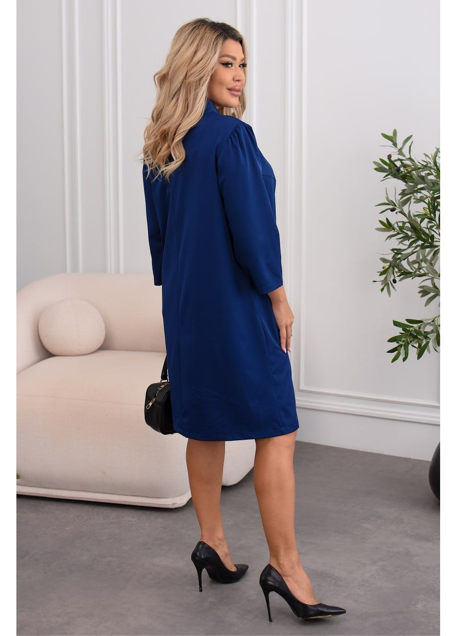 Індиго святковий, повсякденний, ділова, кежуал жіноча сукня вільного крою Style Point однотонна