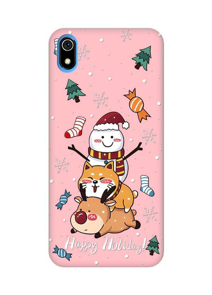 Матовий рожевий чохол на Xiaomi Redmi 7A Зимові розваги (новорічний принт 153) Creative (362967348)