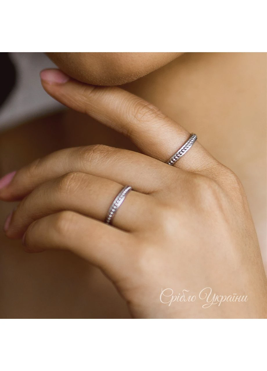 Серебряное кольцо с шариковым декором, серебро 925, покрытие родий 16 No Brand (395918327)
