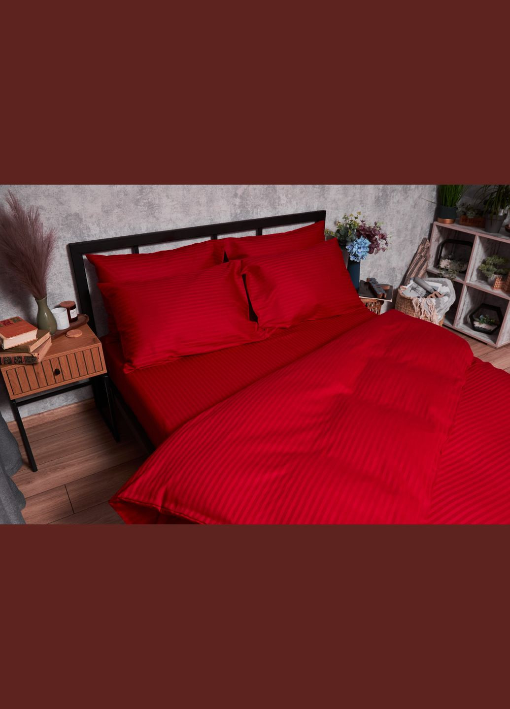 Комплект постельного белья Satin Stripe полуторный евро 160х220 наволочки 4х50х70 (MS-820003593) Moon&Star Stripe Red (288044059)