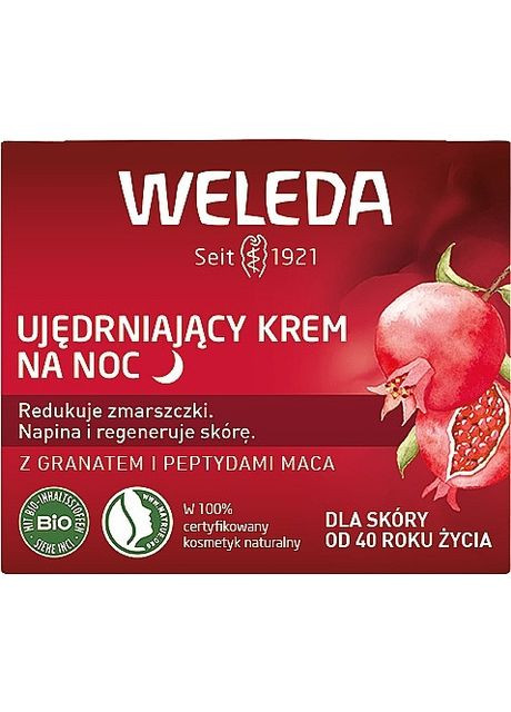 Ночной крем-лифтинг "Гранат и пептиды Маки перуанской" Pomegranate & Poppy Peptide Firming Night Cream 40ml. Weleda (368639268)