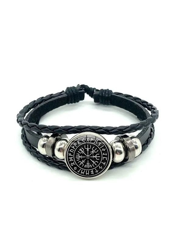 Шикарный кожаный браслет Вегвизир шлем ужаса Рунический компас амулет оберег из викингов Vegvisir No Brand (340275846)