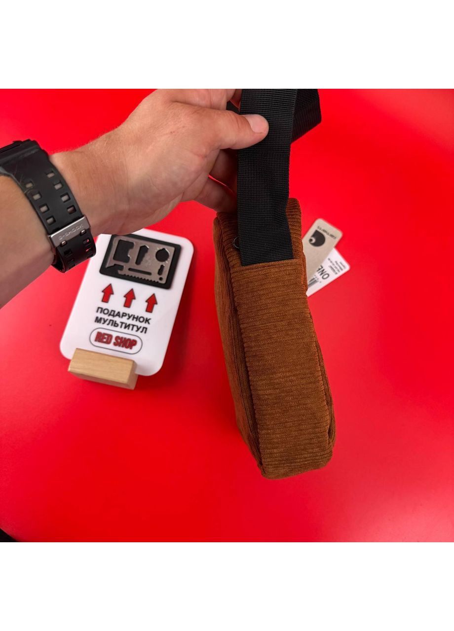 Сумка через плече барсетка Вельветова Кархарт месенджер колір Коричневий No Brand (361668701)