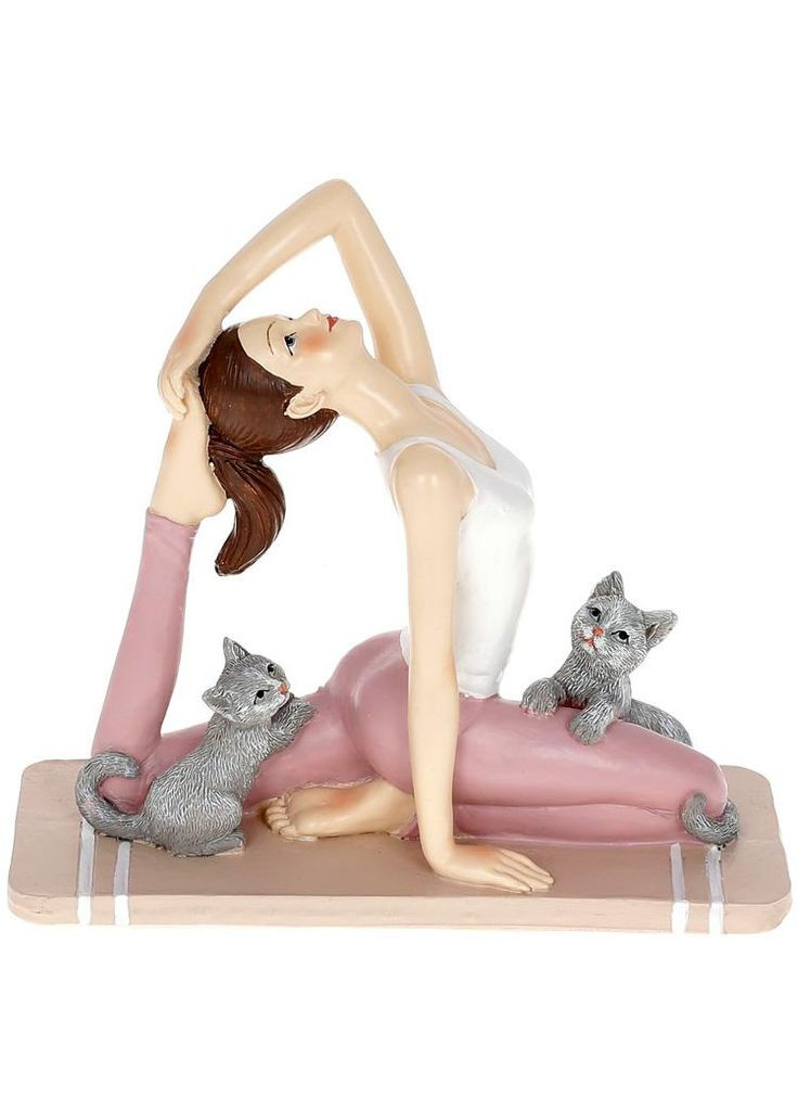 Фигурка йогини с котиками полистоун 16х7х14 см для декора интерьера статуэтка для дома Bona (368991079)