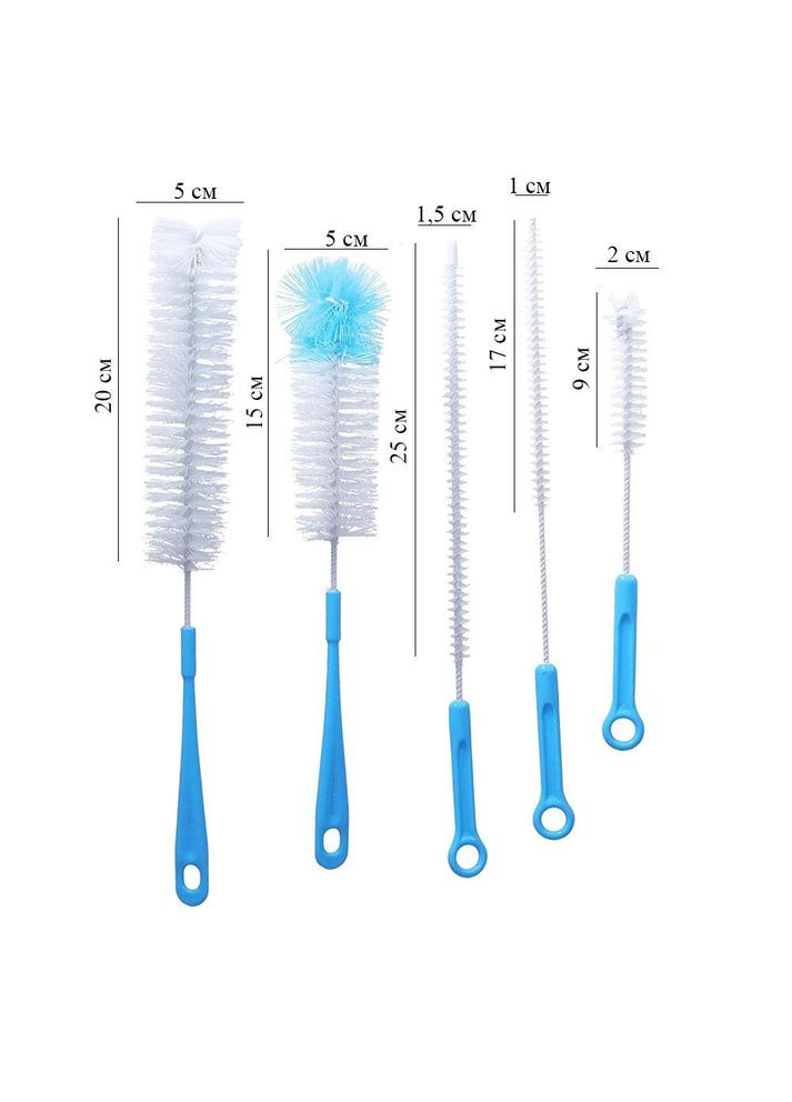 Набор из пяти щеток для чистки бутылок Local House синие (NR0030_1) NN (327416691)