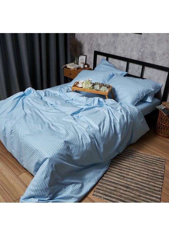 Комплект постільної білизни Satin Stripe «» Євро 200х220 наволочки 2х40х60 (MS-820008655) Moon&Star Ocean Calm (356116225)