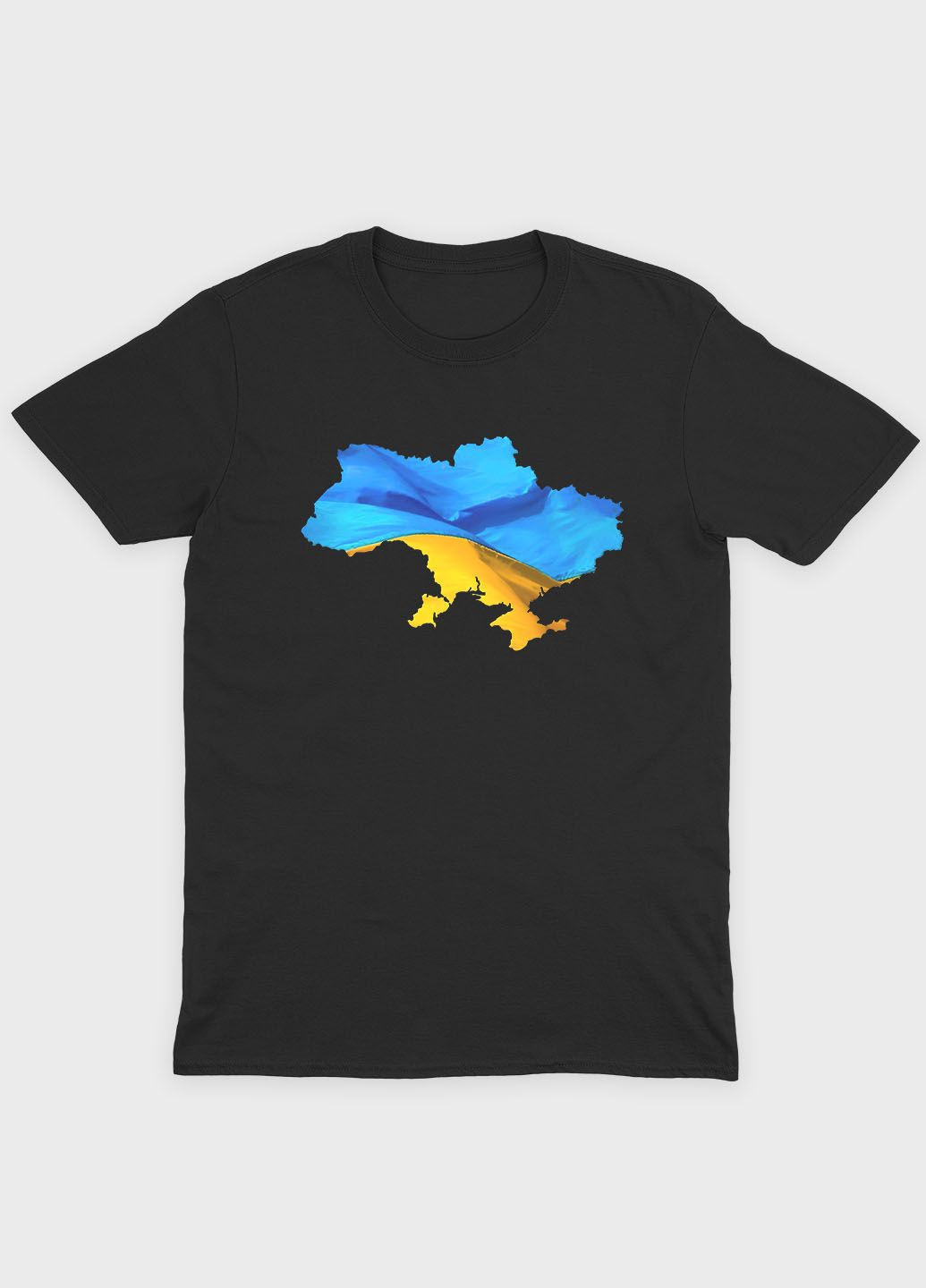 Чорна чоловіча футболка з патріотичним принтом мапа україни (ts001-1-bl-005-1-004) Modno