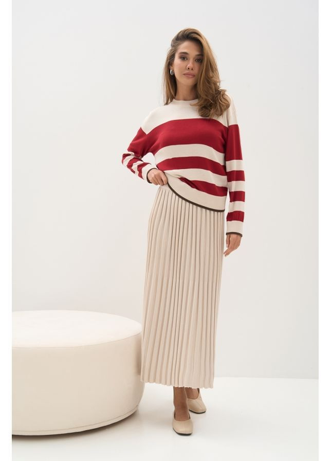 Комбинированный джемпер 2833 перламутр-бургунди Triko Bakh