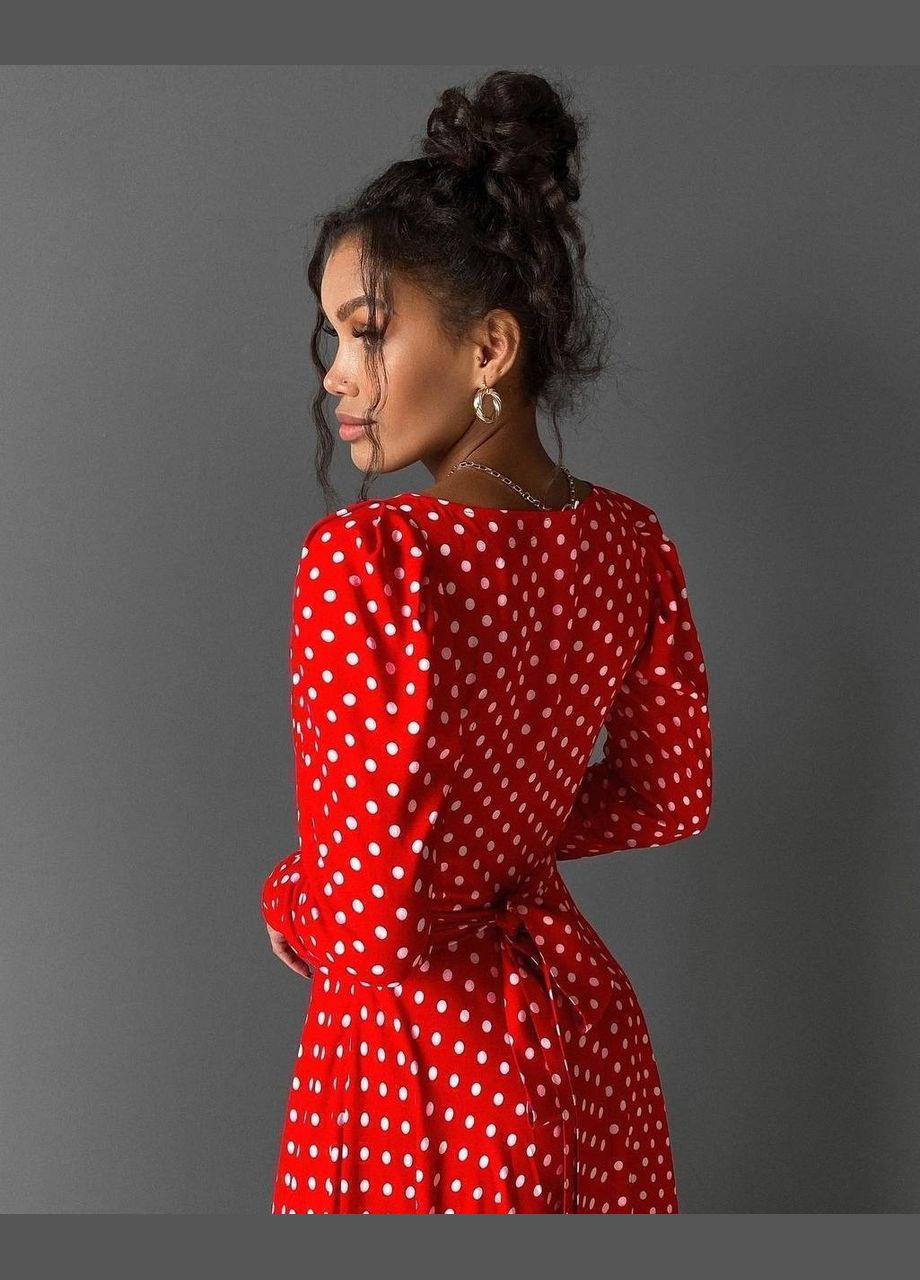 Червона святковий, спортивна, повсякденний, вечірня, ділова ніжна весняна сукня на запах SAVOY BRAND