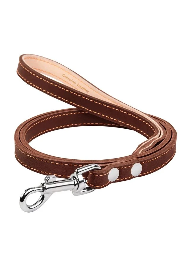 Поводок двойной CoLLaR 14мм x 122см кожаный коричневый для собак ProDobro (387356783)