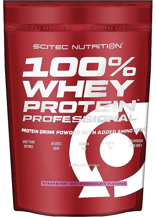 Протеин 100% Whey Protein Professional Strawberry White Chocolate 500g (1081996-31008326) Scitec Nutrition (365799125)