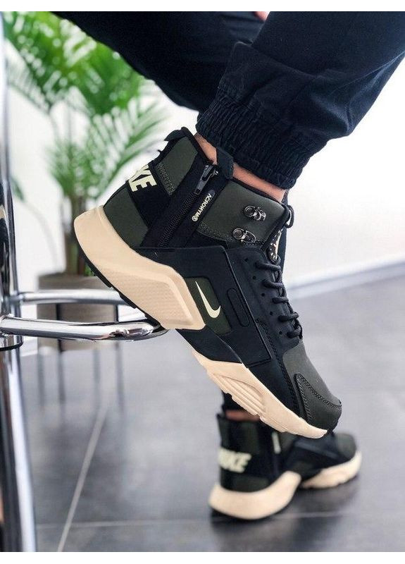 КРОСІВКИ ЖІНОЧІ NIKE HUARACHE CITY MID LEATHER X ACRONYM MID KHAKI BLACK НАЙК ХУАРАЧІ No Brand чорні демісезони (367168705)