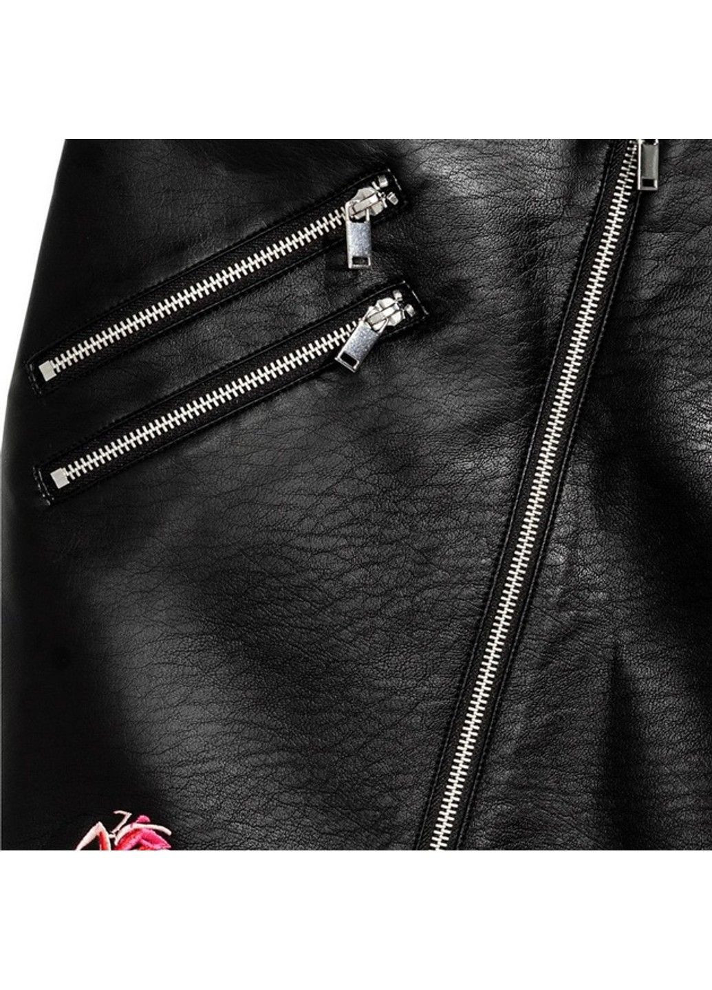 Спідниця жіноча з екошкіри з вишивкою чорна No Brand (303729752)