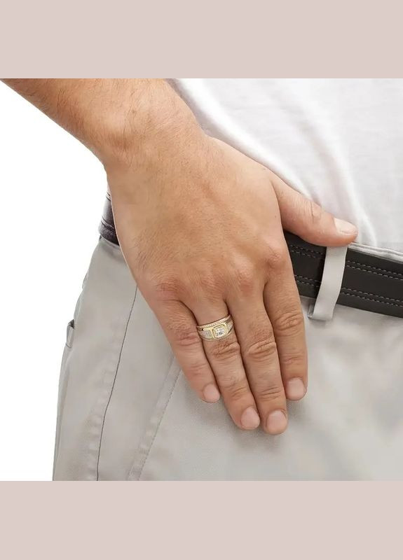 Срібляста чоловіча каблучка з великим овальним зеленим каменем і узорами печатка регульована Fashion Jewelry (322114252)