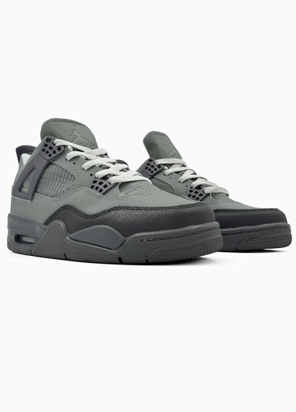 Серые демисезонные кроссовки мужские и женские nike air jordan 4 retro grey | найк аир джордан 4 серые No Brand