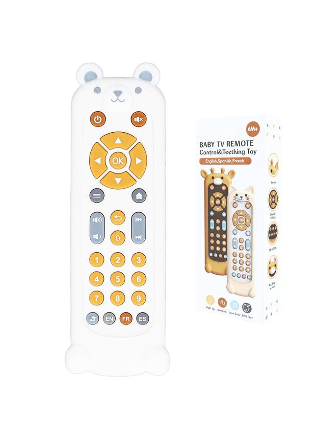 Музична іграшка, інтерактивний дитячий пульт із підсвіткою, звуками, 3 мовами (EN/FR/ES), силіконовий No Brand (366304187)