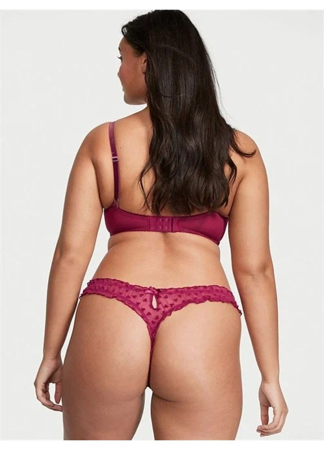 Трусики стрінги Dream Angels Flocked Mesh Ruffle Thong Panty Victoria's Secret (317788869)