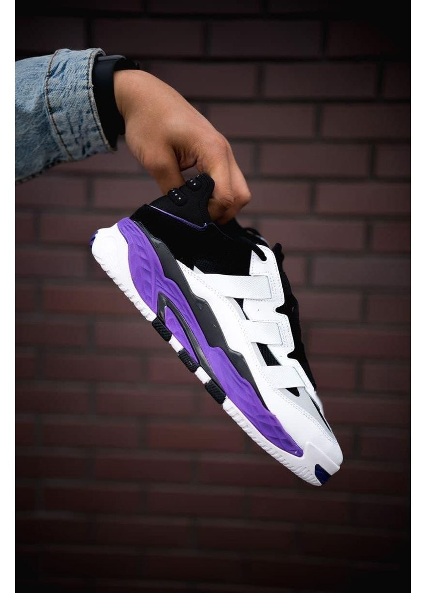 КРОСІВКИ ЖІНОЧІ ADIDAS NITEBALL WHITE BLACK VIOLET АДІДАС НАЙТБОЛ No Brand чорні демісезони (367176203)