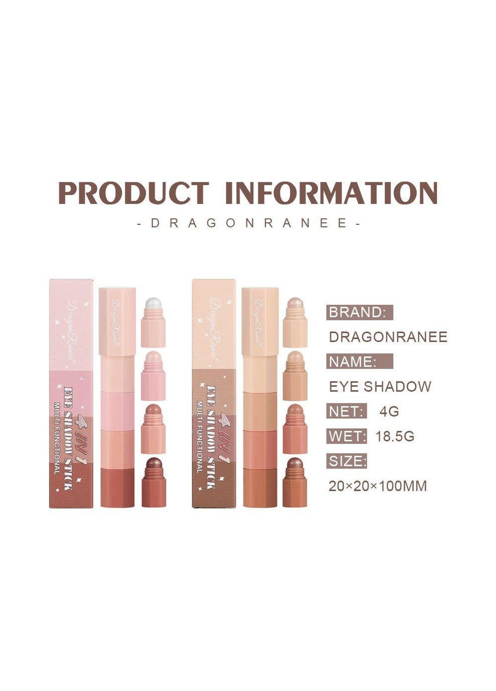 Тіні для повік 4 в 1 Eye Shadow Stick Multi Functional A Dragon Ranee (315424338)