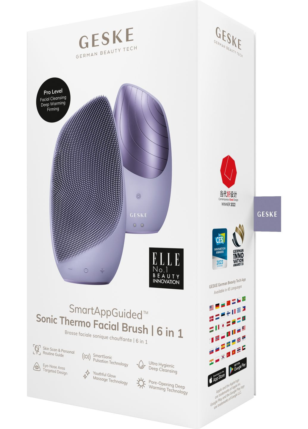 Электронная звуковая термо щетка для лица Sonic Thermo Facial Brush 6в1 purple GESKE (341526095)