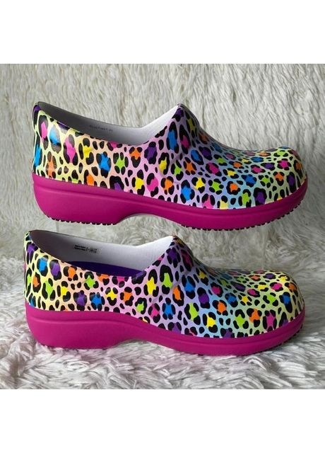 Крокс Для Праці Жіночі Леопард Прінт Women's Neria Pro Ii Clogs, Slip Resistant Work Shoes Crocs Lined (356775906)