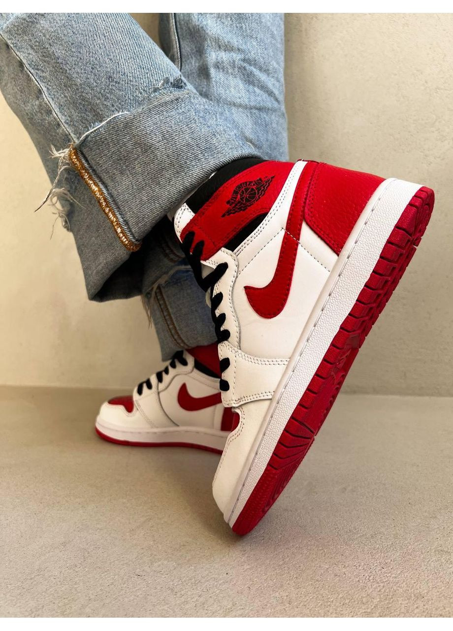 КРОСІВКИ ЖІНОЧІ NIKE AIR JORDAN 1 RETRO WHITE UNIVERSITY RED НАЙК АІР ДЖОРДАН No Brand білі демісезони (368868582)