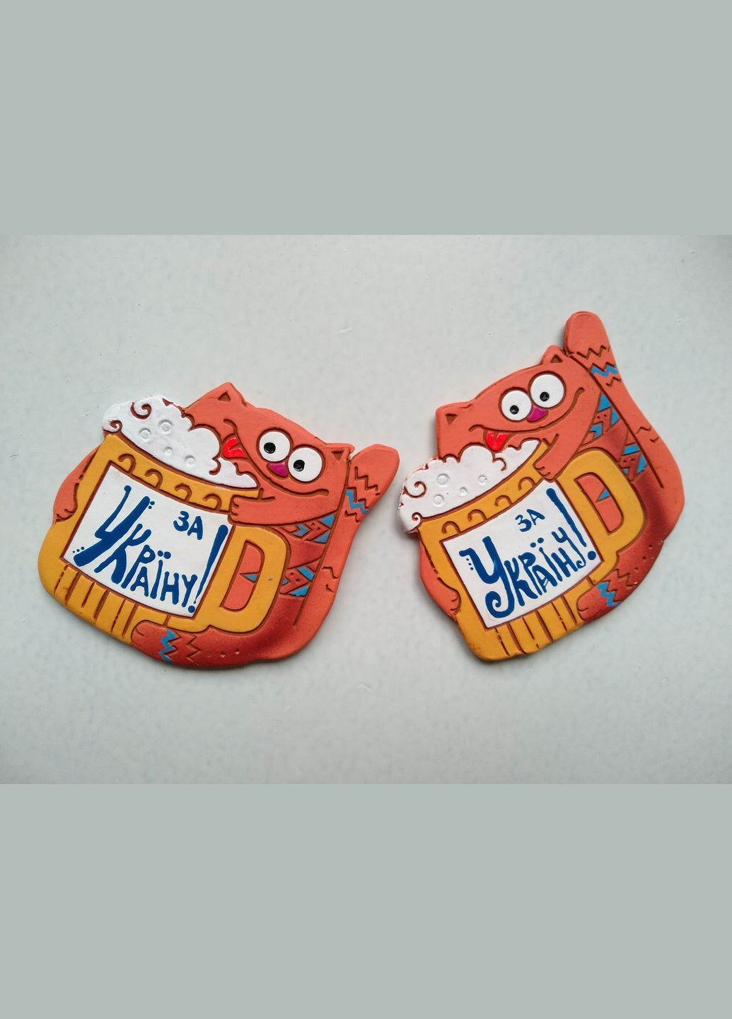 Персоналізований керамічний магніт «Котик з пивом» (рудий) Коти&Ангели (301533027)