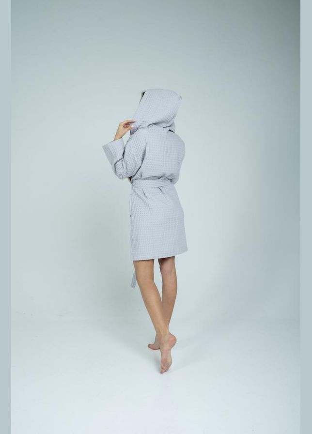 Жіночий вафельний халат із капюшоном « », Вафельна, Сірий, SM Lelit (307088540)