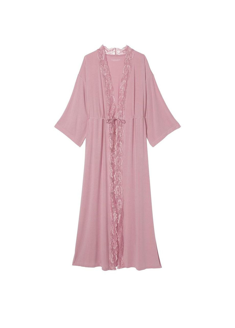 Халат макси модал Modal & Lace Trim HighSlit Maxi Robe XS/S розовый Victoria's Secret (293337267)