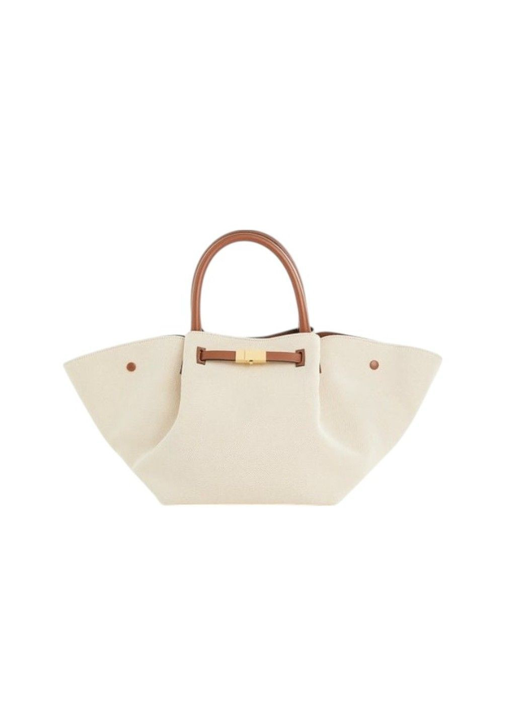 Сумка жіноча з екошкіри бежева з коричневими ручками No Brand (364134797)