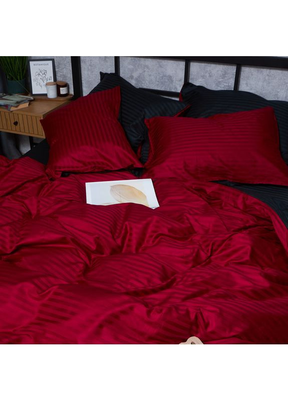 Комплект постільної білизни Satin Stripe «» King Size 220x240 наволочки 2х40х60 (MS-820008540) Moon&Star Dark Romance (356116198)