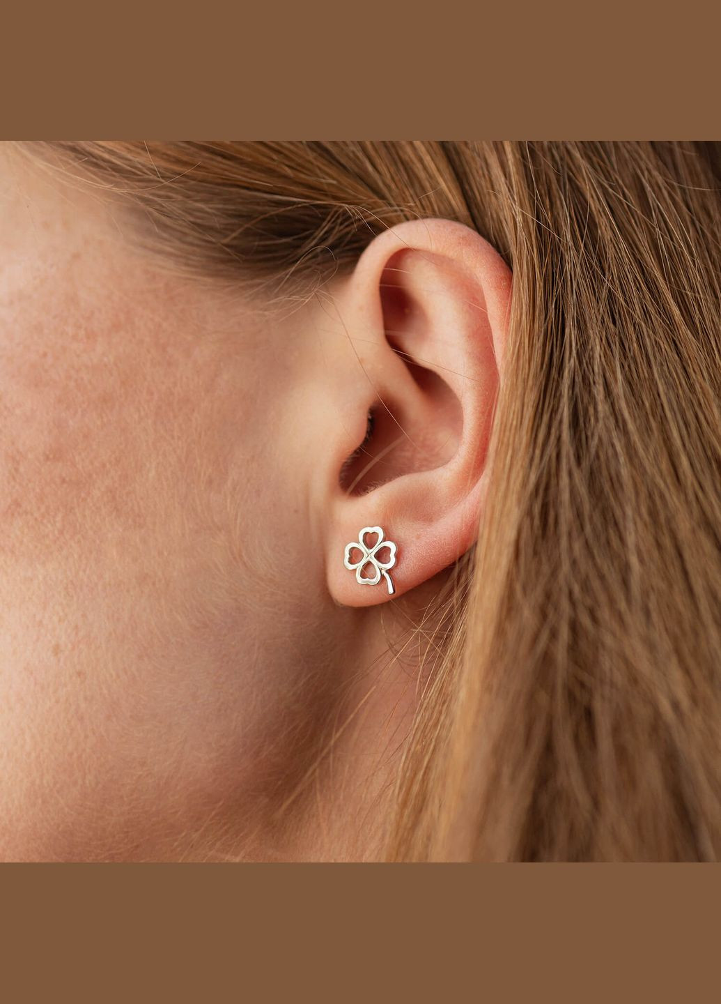 Сережки - пусети Конюшина в білому золоті с08276 Oniks (264644645)