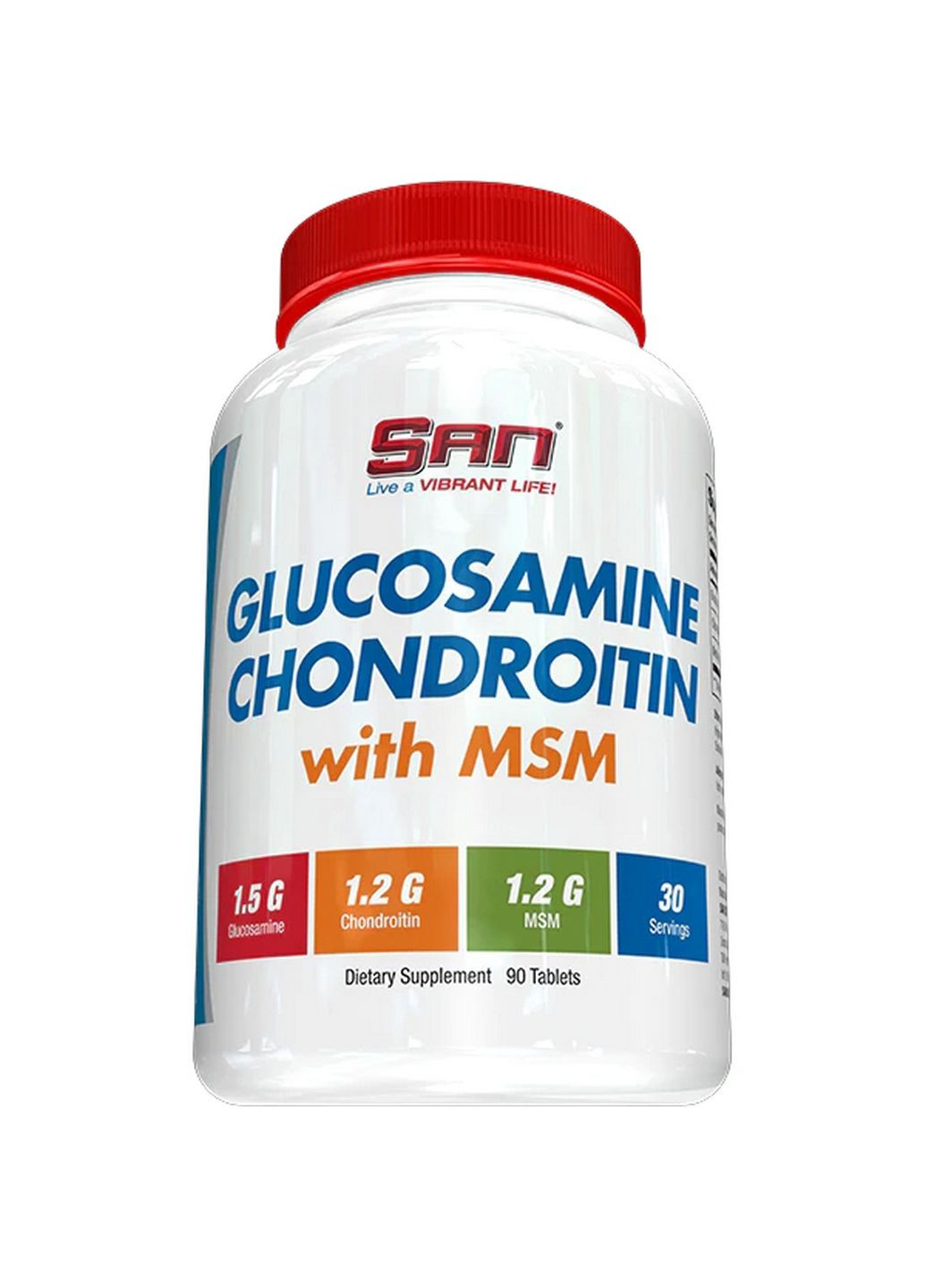 Препарат для суглобів та зв'язок Glucosamine and Chondroitin with MSM, 90 таблеток San (293340945)