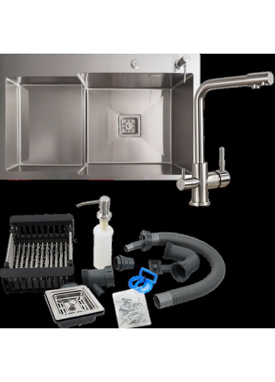 Набор кухонной мойки 78*50С R нержавейка Handmade (углубленная полка) Platinum (353495417)