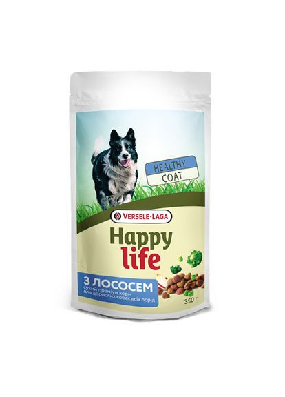 Сухий преміум корм для собак усіх порід Adult with Salmon лосось 350 г (2100056973018) Happy Life (316630235)