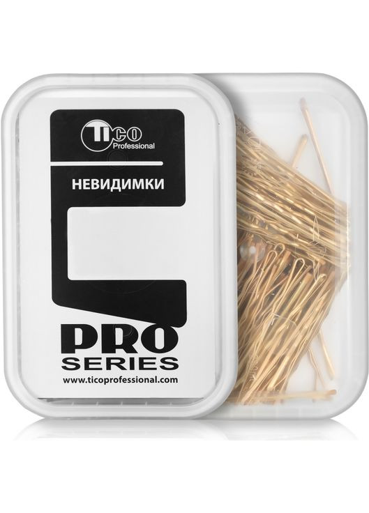 Заколки-невидимки хвилясті, 70 мм, золотисті 200g (497529-27060606) Tico Professional (368638773)