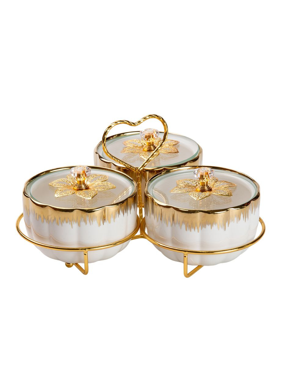 Менажница керамическая на металлической подставке на 3 секции HP-1208 Yiwu (353504138)