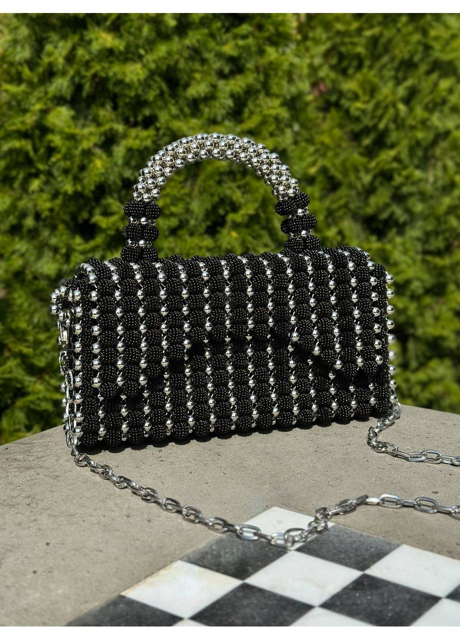 Жіноча сумка з намистин ручної роботи з ланцюжком SUPERSTAR чорна No Brand (362136988)