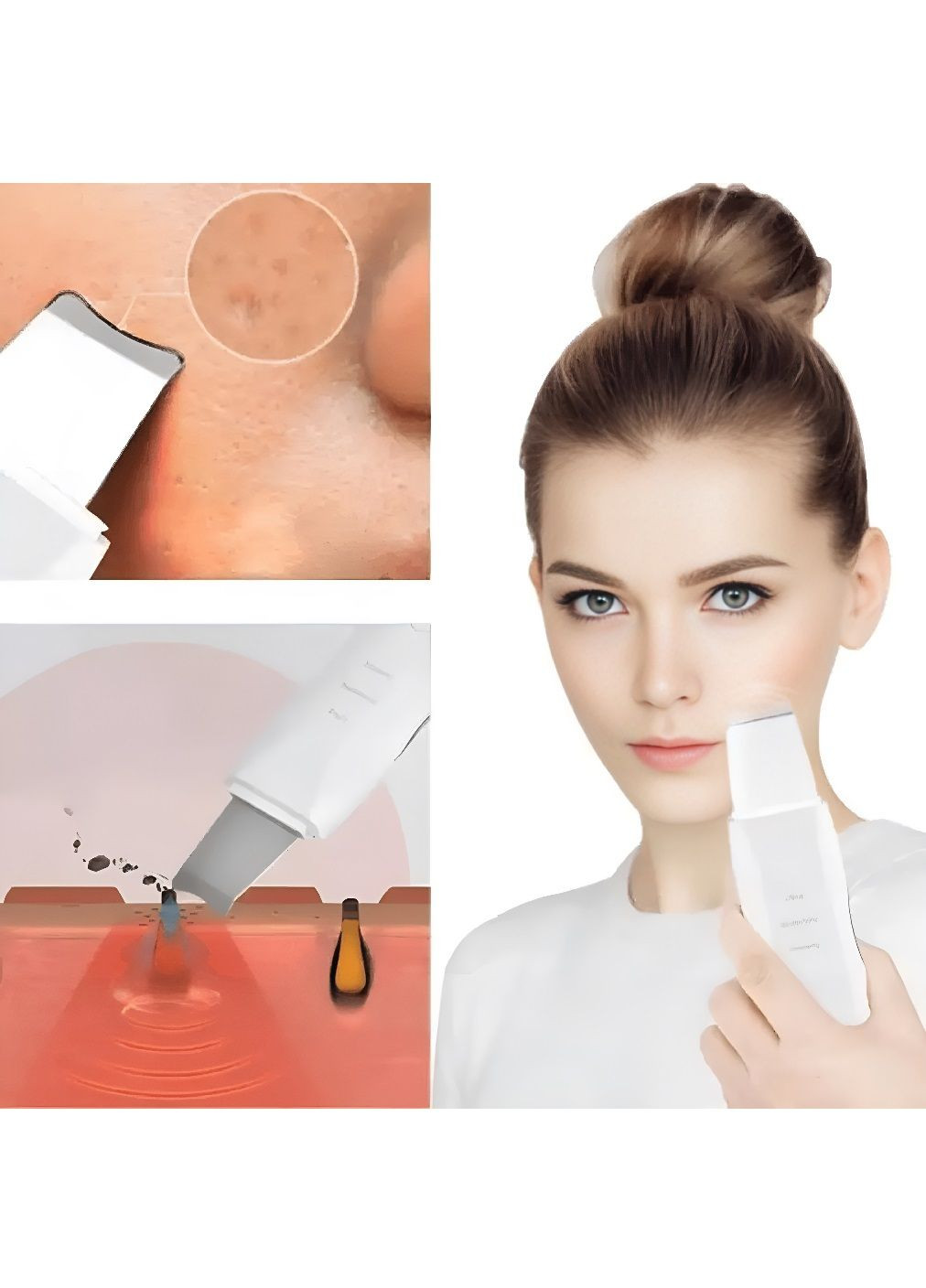 Ультразвуковой аккумуляторный аппарат скрабер для чистки пор лица с насадками 2 штуки 3 режима работы 1,5 Вт (479872-Prob) Unbranded (325542191)