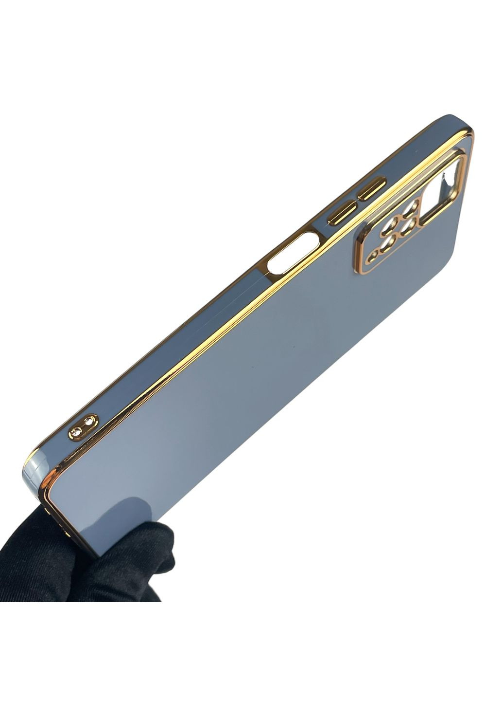 Чохол для Redmi Note 11 Pro 4G глянсовий із золотою окантовкою із захистом камери на сяомі редмі нот 11 про синій Xiaomi (366021200)